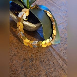 Chicos 3 color metal medium disk choker necklace